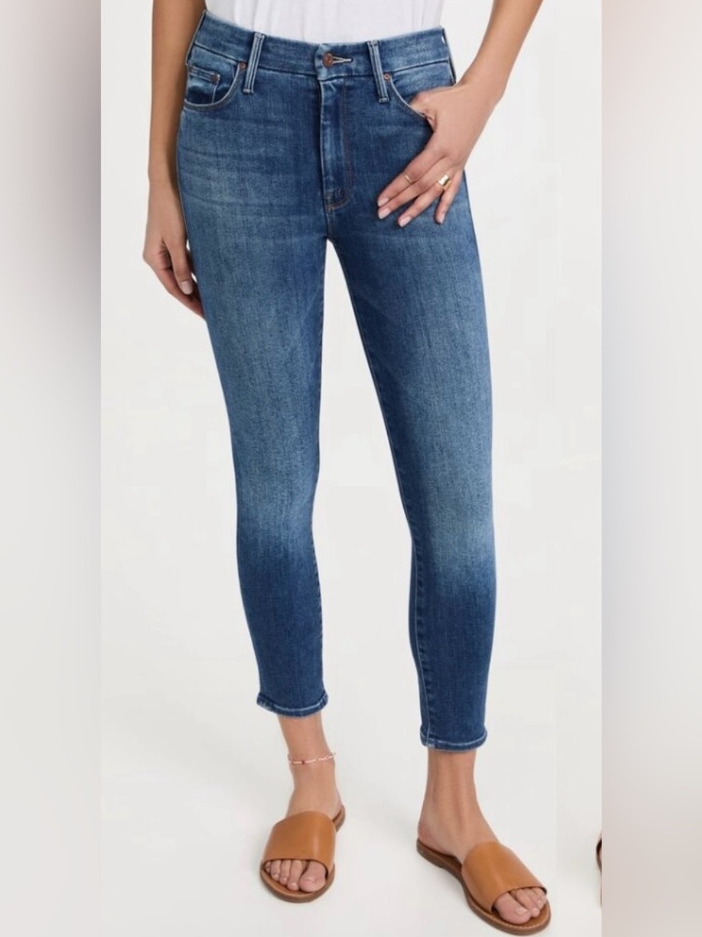 MOTHER The Looker Crop Jeans Size 27 Blue Skinny Ankle Designer Denim